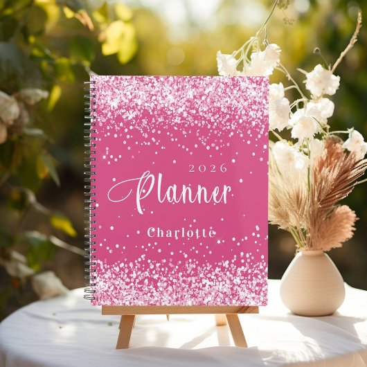 Roze blush glitter naam afspraak 2026 planner