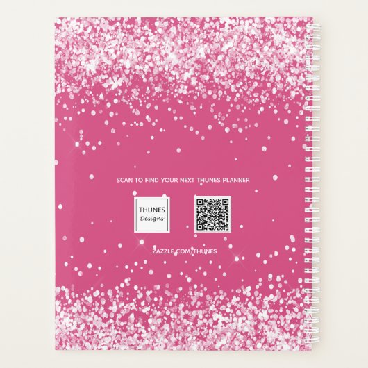 Roze blush glitter naam afspraak 2026 planner (Achterkant)