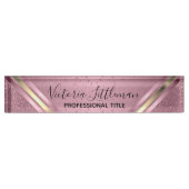 Roze Blush Glitter Naambordje (Voorkant)