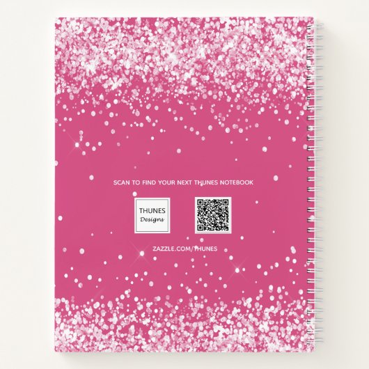 Roze blush glitter name script journal girl notitieboek (Achterkant)