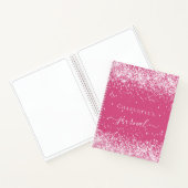 Roze blush glitter name script journal girl notitieboek (Binnen)