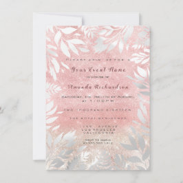 Roze Blush Glitter Ombre Bloemen Sparkly Wit 16e Kaart