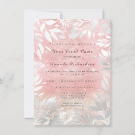 Roze Blush Glitter Ombre Bloemen Sparkly Wit 16e Kaart