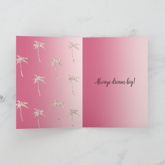 Roze Blush Glitter Palmbomen Ombre    Kaart (Binnen)
