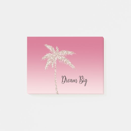 Roze Blush Glitter Palmbomen Ombre Post-it® Notes (Voorkant)