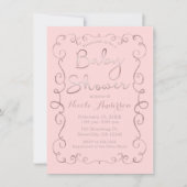  Roze Blush Glitter Roos Gold Baby shower Kaart (Voorkant)