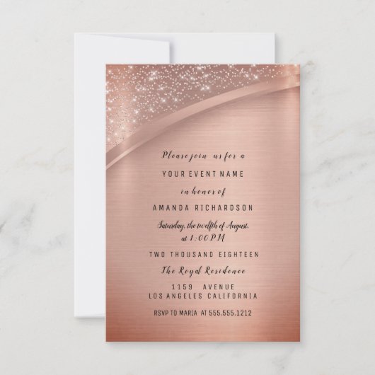 Roze Blush Glitter Spark Verjaardagsfeestje Kaart (Voorkant)