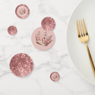 Roze Blush Glitter Tiara Kroon Quinceañera Confetti