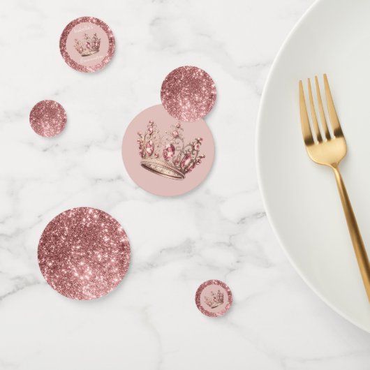 Roze Blush Glitter Tiara Kroon Quinceañera Confetti (Groep)