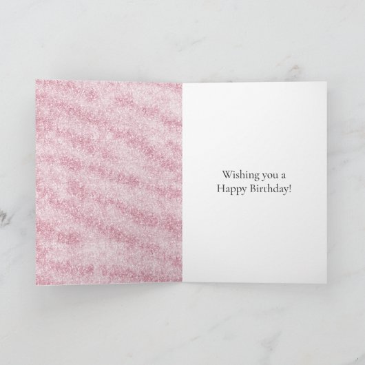 Roze Blush Glitter Verjaardag Kaart (Binnen)