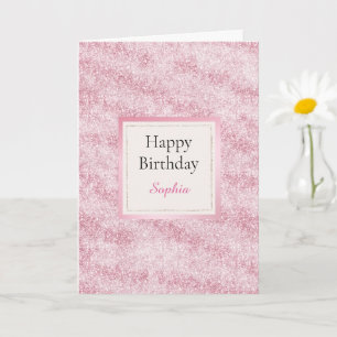 Roze Blush Glitter Verjaardag Kaart