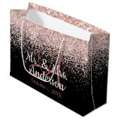 Roze Blush Glitter Weddenschap Monogram Groot Cadeauzakje (Voorkant Gekanteld)