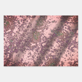 Roze blush Glittery Marble Feathers Inpakpapier Vel