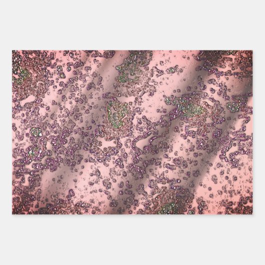 Roze blush Glittery Marble Feathers Inpakpapier Vel (Voorkant)