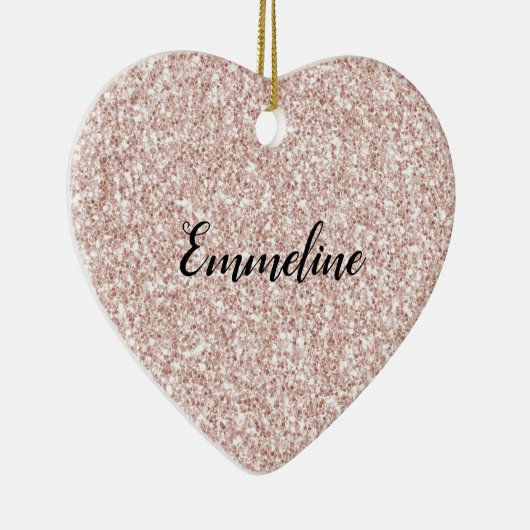 Roze Blush Glitzy Glitter Keramisch Ornament (Rechts)