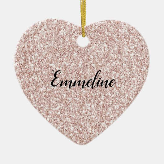 Roze Blush Glitzy Glitter Keramisch Ornament (Voorkant)