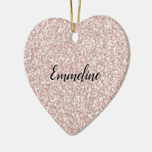 Roze Blush Glitzy Glitter Keramisch Ornament (Links)