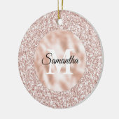 Roze Blush Glitzy Glitter Monogram Keramisch Ornament (Links)