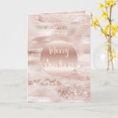 Roze Blush Glitzy Glitter Sparkle Kerstmis Kaart (Gele Bloem)