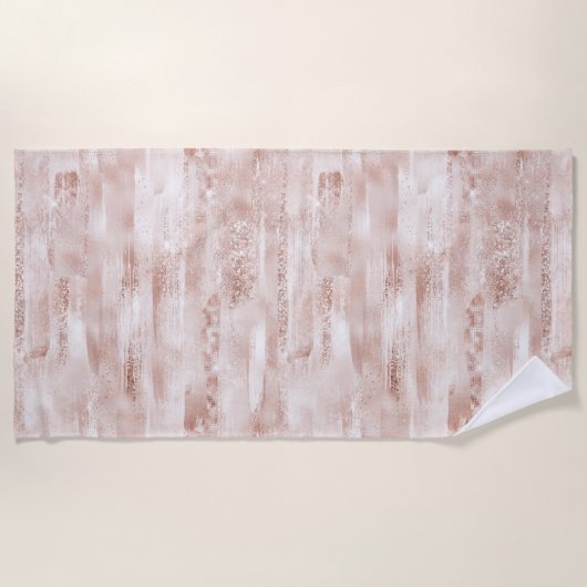 Roze Blush Glitzy Glitter Strandlaken (Voorkant)