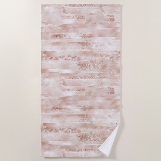 Roze Blush Glitzy Glitter Strandlaken (Voorkant)