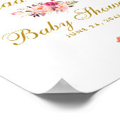 Roze Blush Gold Floral Baby shower Welkom Poster (Hoek)