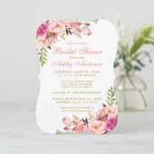 Roze Blush Gold Floral Bridal Shower BP Kaart (Staand voorkant)