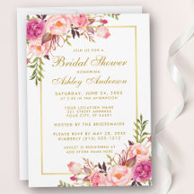 Roze Blush Gold Floral Bridal Shower