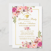 Roze Blush Gold Floral Gradual Party Invitation Kaart (Voorkant)