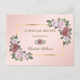 Roze Blush Gold Floral Vrijgezellenfeest Recipe Ka Briefkaart
