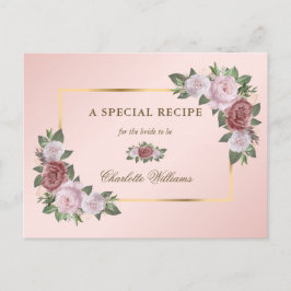 Roze Blush Gold Floral Vrijgezellenfeest Recipe Ka Briefkaart