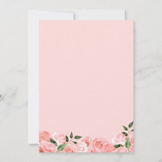 Roze Blush & Gold Glam Rozen Elegant Quinceanera Kaart (Achterkant)