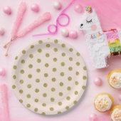 Roze Blush Gold Glitter Polka Dot Patroon Papieren Bordje (Feest)