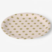 Roze Blush Gold Glitter Polka Dot Patroon Papieren Bordje (Gekanteld)