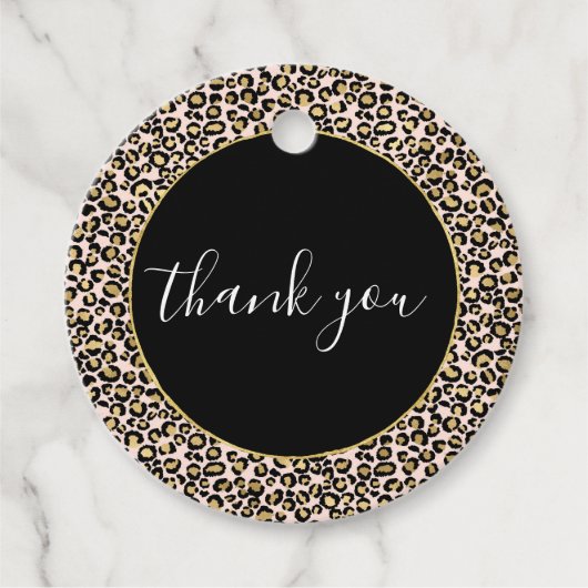 Roze Blush Gold Leopard Print Bedankjes Labels (Voorkant)