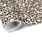 Roze Blush Gold Leopard Print Cadeaupapier (Rol Hoek)