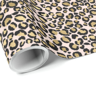 Roze Blush Gold Leopard Print Cadeaupapier