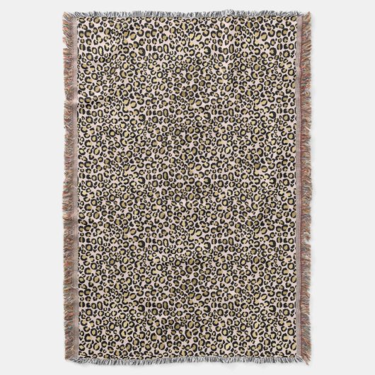Roze Blush Gold Leopard Print Deken (Voorkant Verticaal)