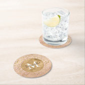 Roze Blush Gold Leopard Print Glitz Sparkle Ronde Kartonnen Onderzetter (Insitu)