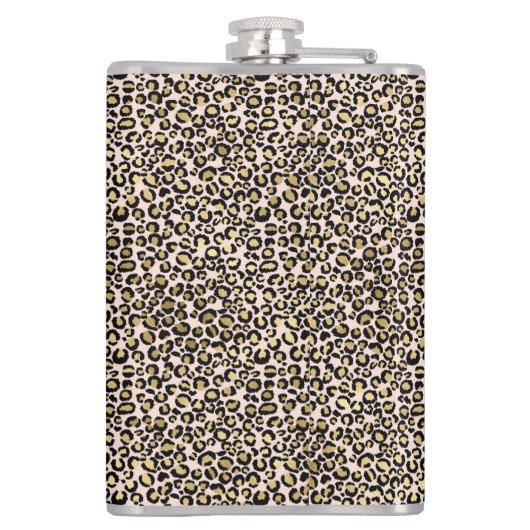 Roze Blush Gold Leopard Print Heupfles (Achterkant)