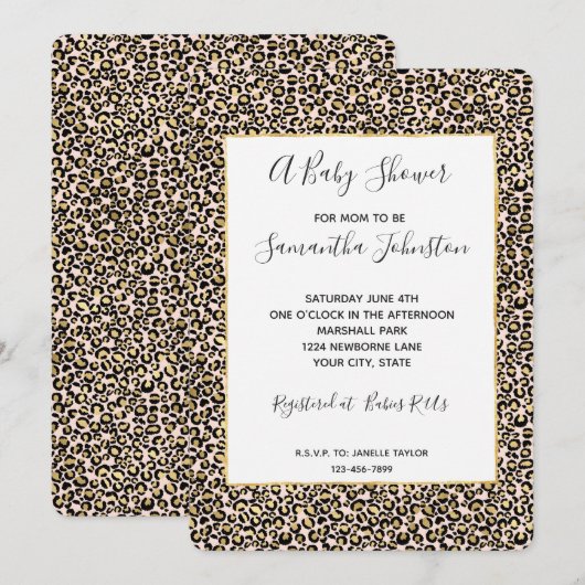 Roze Blush Gold Leopard Print Kaart (Voorkant / Achterkant)