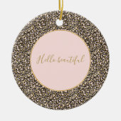 Roze Blush Gold Leopard Print Keramisch Ornament (Voorkant)