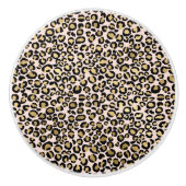Roze Blush Gold Leopard Print Keramische Knop (Voorkant)