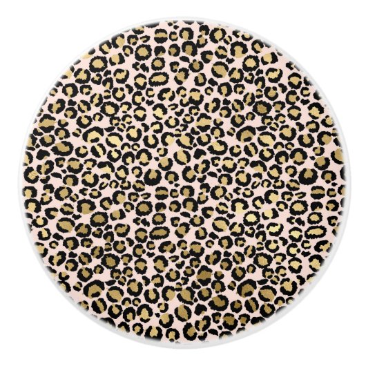 Roze Blush Gold Leopard Print Keramische Knop (Voorkant)