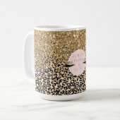 Roze Blush Gold Leopard Print Koffiemok (Voorkant links)