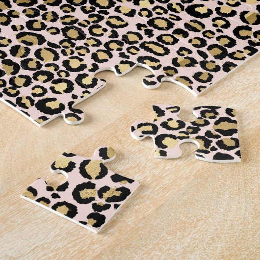 Roze Blush Gold Leopard Print Legpuzzel (Zijkant)