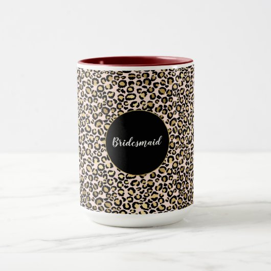 Roze Blush Gold Leopard Print Mok (Midden)