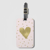 Roze Blush Gold Sparkle Confetti Bagagelabel (Voorkant (verticaal))