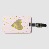 Roze Blush Gold Sparkle Confetti Bagagelabel (Voorkant (horizontaal))