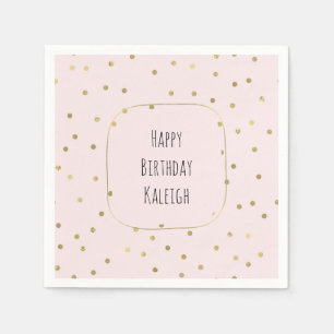 Roze Blush Gold Sparkle Confetti gepersonaliseerd Servetten